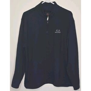 Realtree Men's 1/4 Zip Pullover Fleece Large Black Mock Neck‎ Long Sleeve